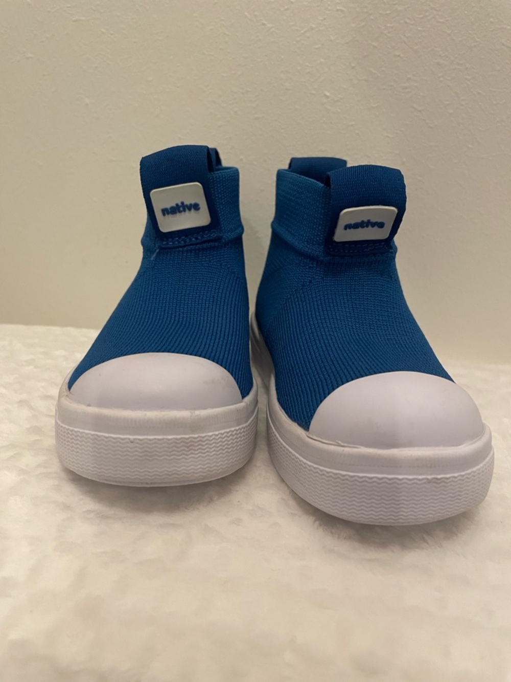 Native Kids Slip-On Sneakers in Bright Blue and White
